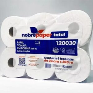 Bobina Papel 20Cm X 200 Mts Nobrepaper 100% Cel Fd C/6 Un