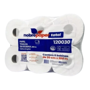 Bobina Papel 20Cm X 200 Mts Nobrepaper 100% Cel Fd C/6 Un