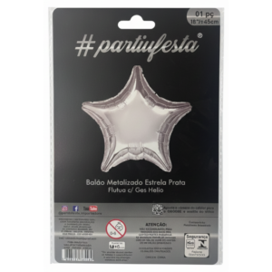 Balão Metal Estrela 45Cm Prata