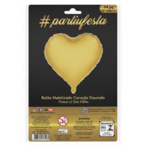 Balão Metal Coração 45Cm Dourado