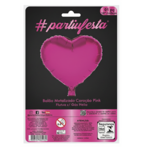 Balão Metal Coração 45Cm Pink