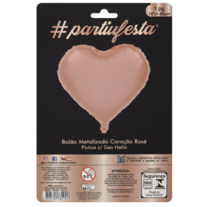 Balão Metal Coração 45Cm Rosé