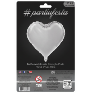 Balão Metal Coração 45Cm Prata