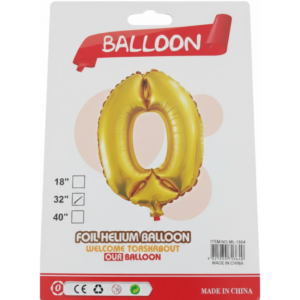 Balão Metalizado Número "0" - Dourado - Grande
