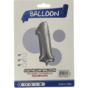 Balão Metalizado Número "1" - Prata - Grande