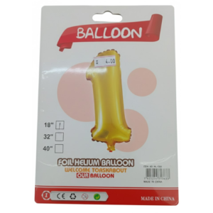 Balão Metalizado Número "1" - Dourado - Pequeno