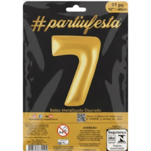 Balão Metalizado "P" Número "7" - Dourado