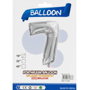 Balão Metalizado Número "7" - Prata - Pequeno