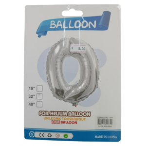 Balão Metalizado Número "0" - Prata - Grande