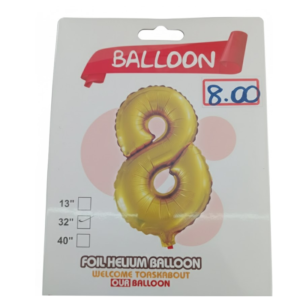 Balão Metalizado Número "8" - Dourado - Grande