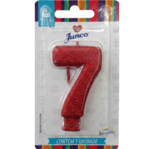 Vela de Aniversário Gliter Vermelho Nº "7"