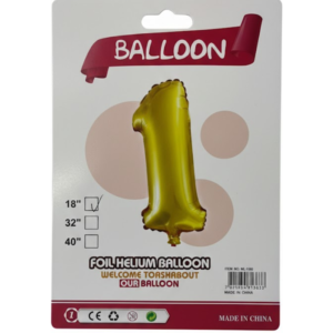 Balão Metalizado "P" Número "1" - Dourado