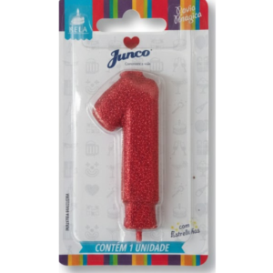 Vela de Aniversário Gliter Vermelho Nº "1"