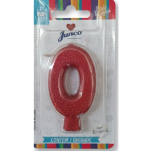 Vela de Aniversário Gliter Vermelho Nº "0"