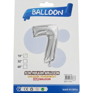 Balão Metalizado "P" Número "7" - Prata