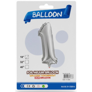 Balão Metalizado Número "1" - Prata - Pequeno