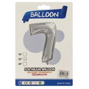 Balão Metalizado Número "7" - Prata - Grande