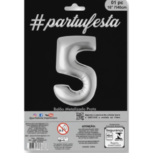 Balão Metalizado Número "5" - Dourado - Grande