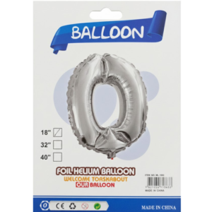 Balão Metalizado "P" Número "0" - Prata